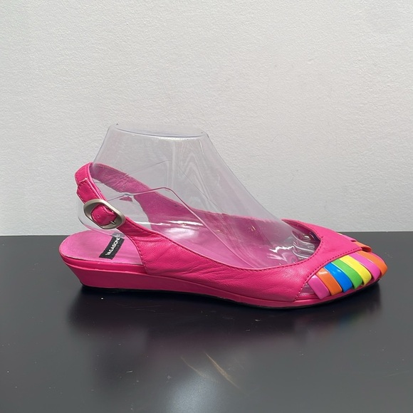 Vagabond Leather Slingback Flat Shoes Sandals Open Toe Pink Stripes 9.5 - Picture 4 of 9